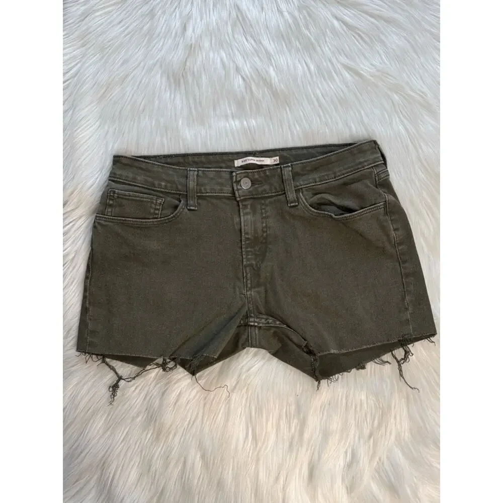 Levi’s Olive Green 30” 535 Super Skinny Denim Cut Offs